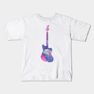 Offset Style Electric Guitar Watercolor Texture Kids T-Shirt